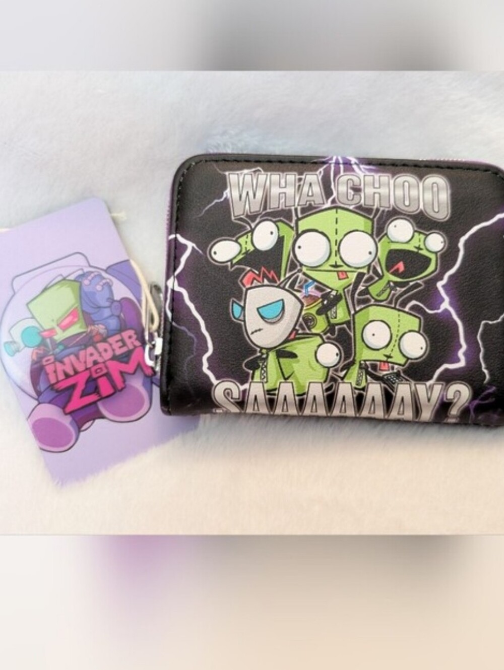 Loungefly NIP Invader Zim "Wha Choo Saaaaaay?" Black & Green Zip Wallet